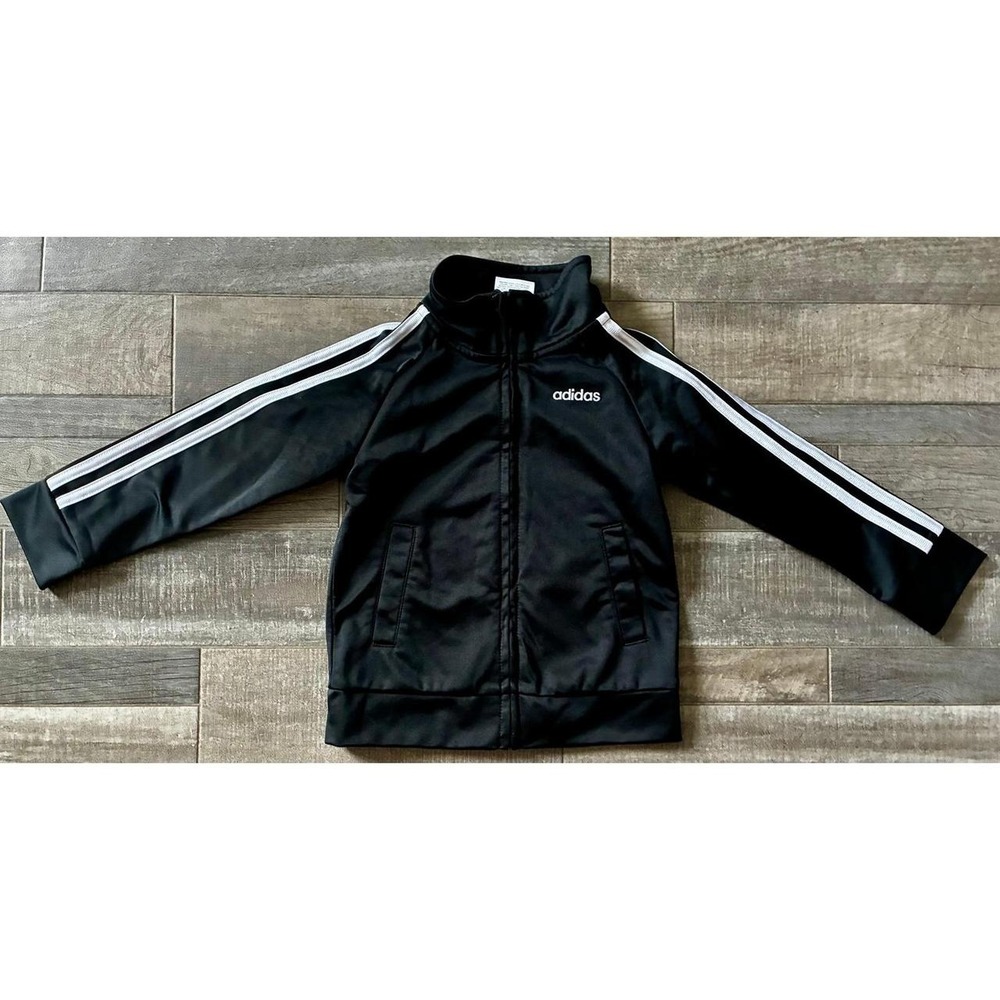 Adidas Black Track Jacket with White Stripes